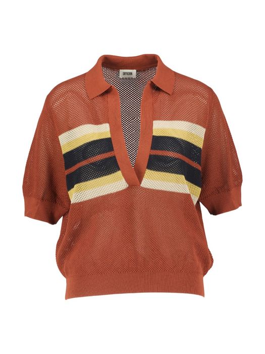 Roestkleurige gebreide t-shirt van pure katoen Dylai Drykorn