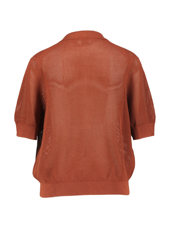 Roestkleurige gebreide t-shirt van pure katoen Dylai Drykorn 
