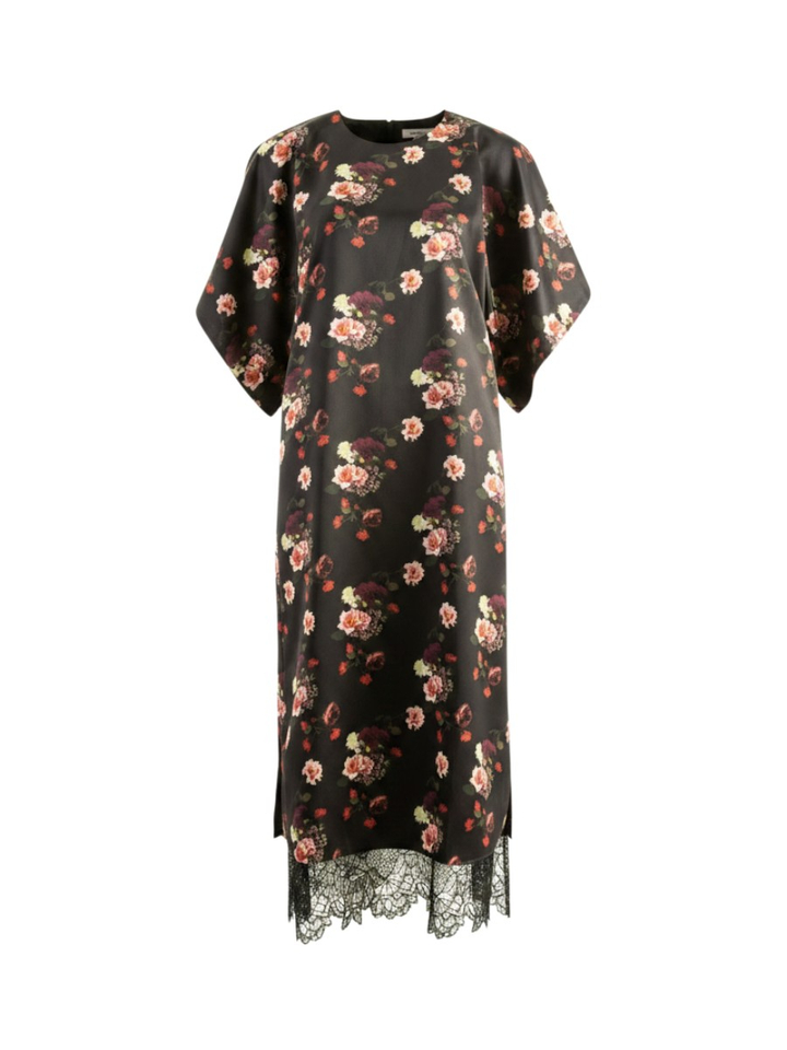 Zwarte jurk met bloemenprint en kant detail Meeiaa Ted Baker 