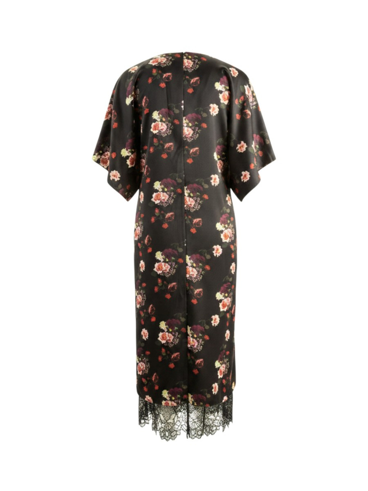 Zwarte jurk met bloemenprint en kant detail Meeiaa Ted Baker 