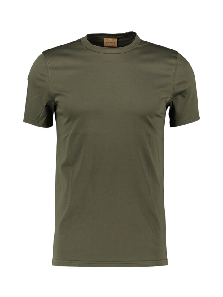 Kaki kleuirge t-shirt met ronde hals Mos Mosh
