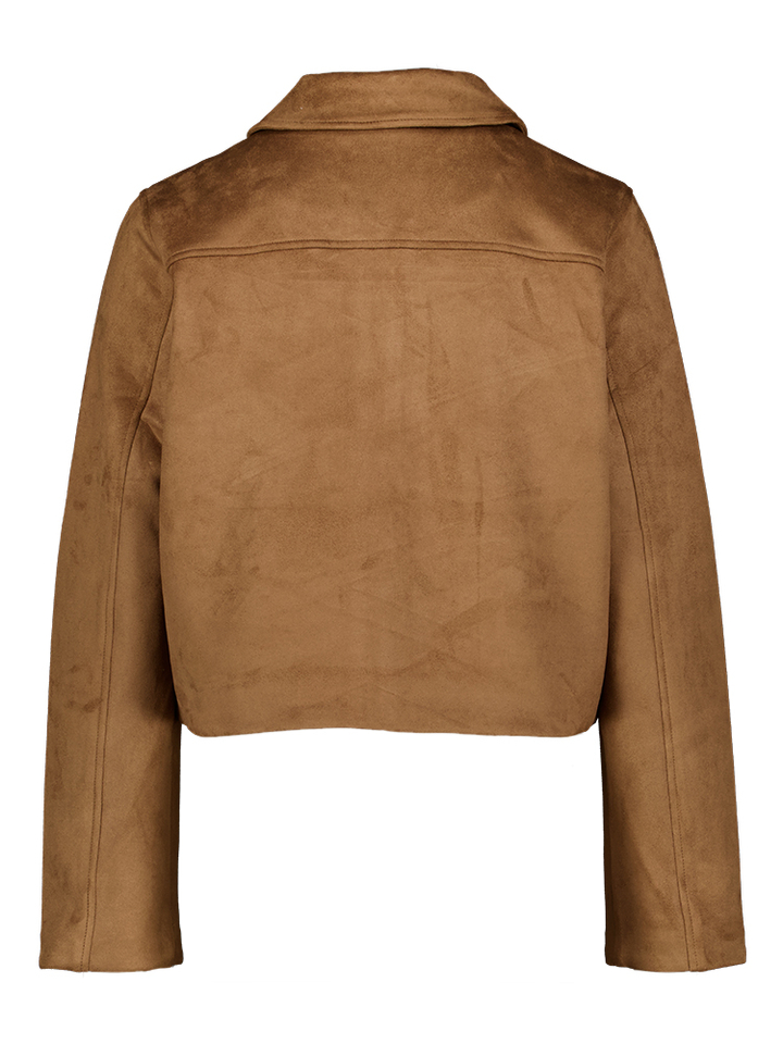 Camel kleurige korte jas in suede Vila 