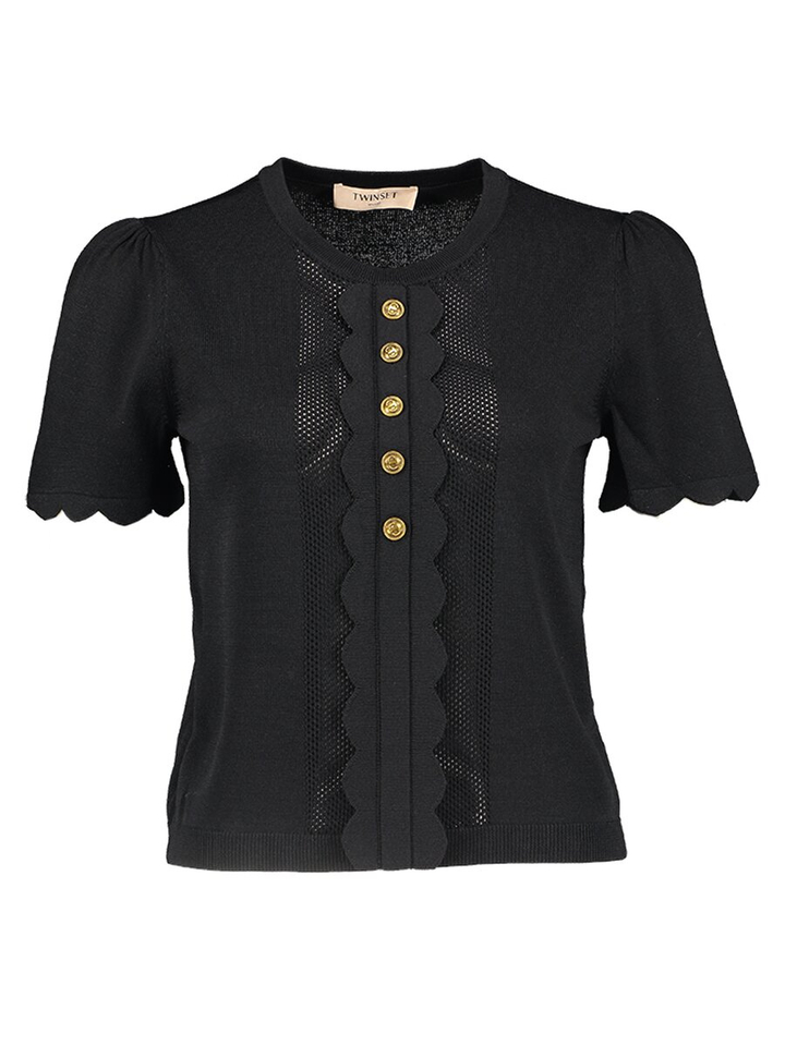 Zwarte top met knoopdetail Twinset Milano