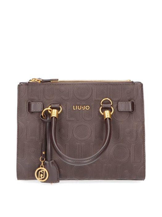 Donkerbruine handtas met logo Liu Jo