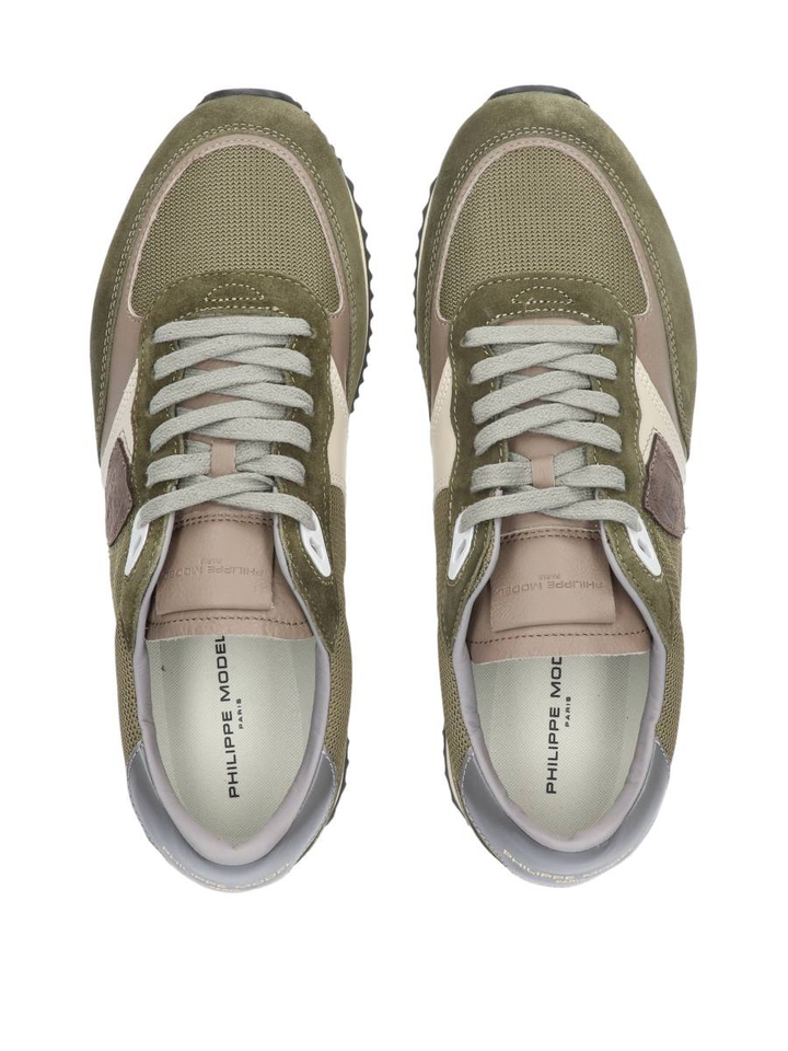 Kaki kleurige lage sneakers Philippe Model