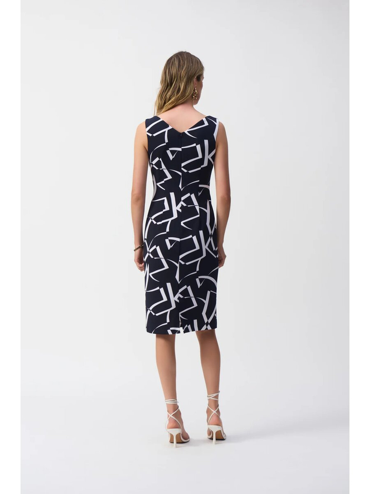 Blauw kleed met print en riem detail Joseph Ribkoff