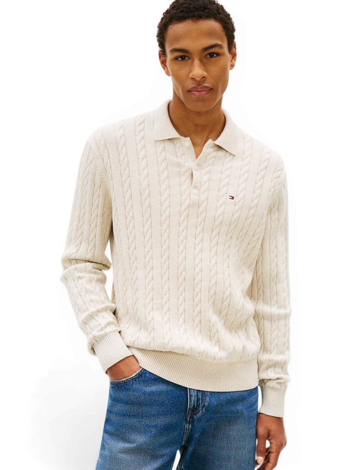 Beige polo kabeltrui Tommy