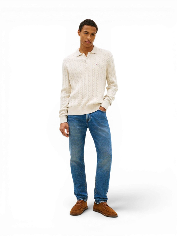 Beige polo kabeltrui Tommy