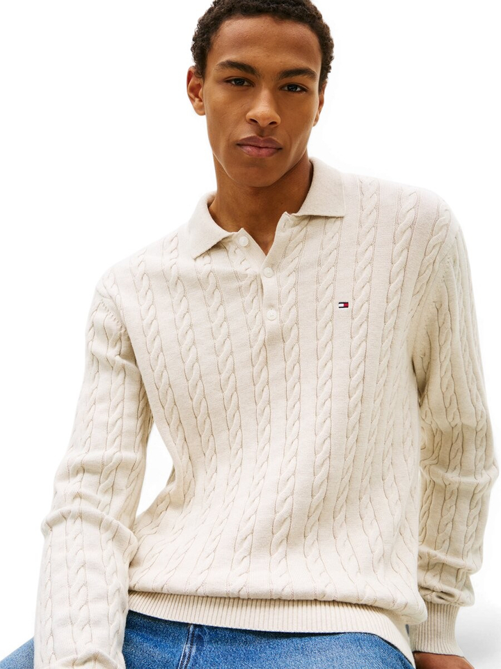 Beige polo kabeltrui Tommy
