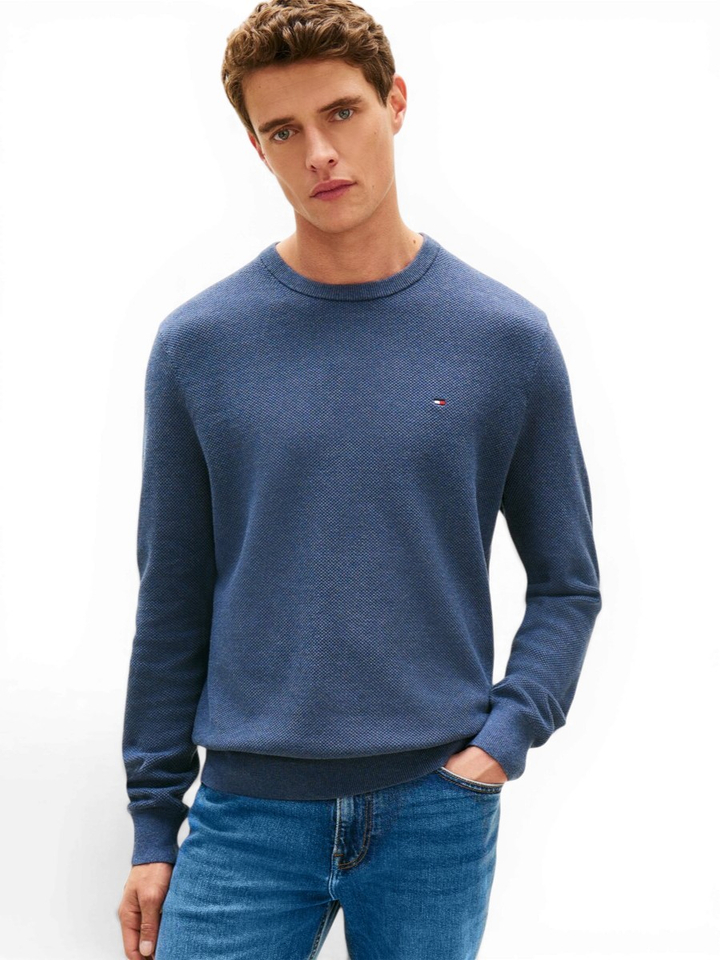 Blauwe casual trui met ronde hals Tommy
