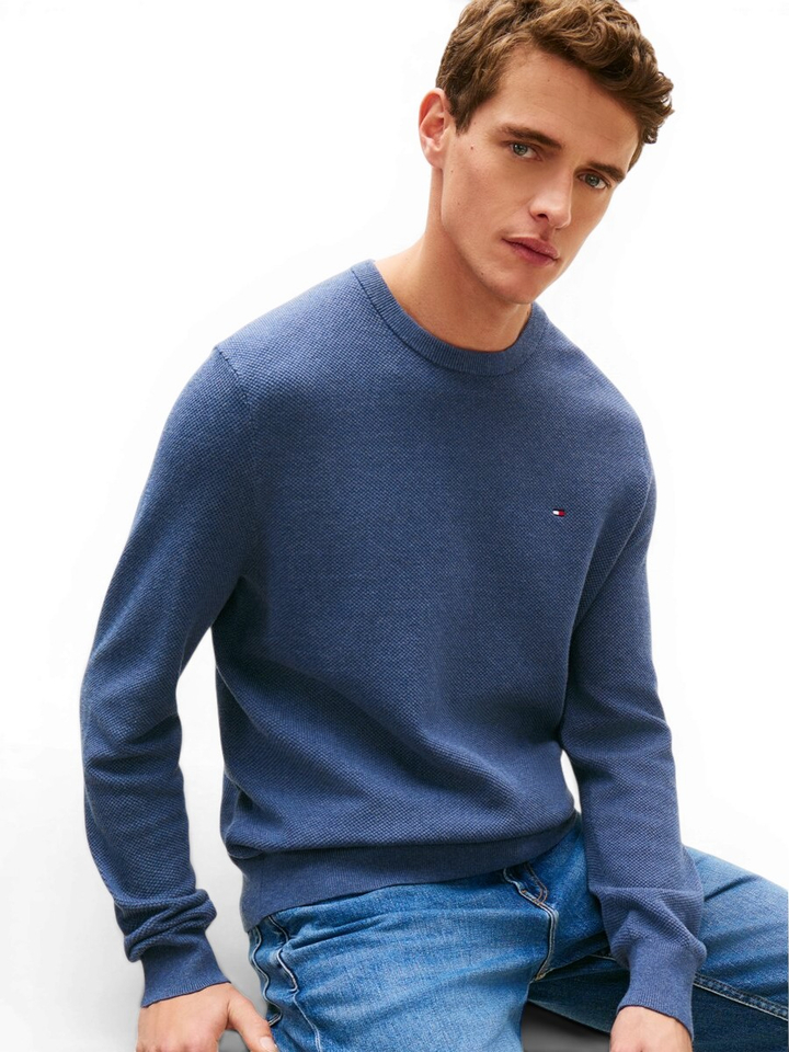 Blauwe casual trui met ronde hals Tommy