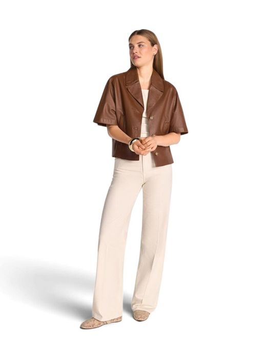 Bruine vest in lederlook Riani