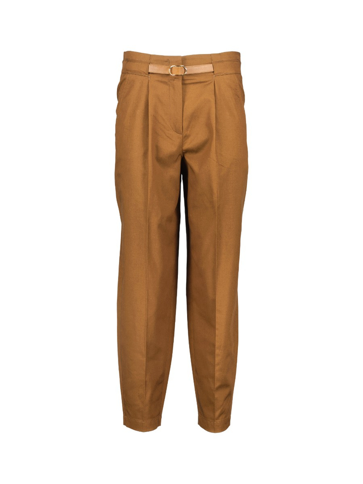 Donkerbruine barrel fit broek met bandplooi Riani 