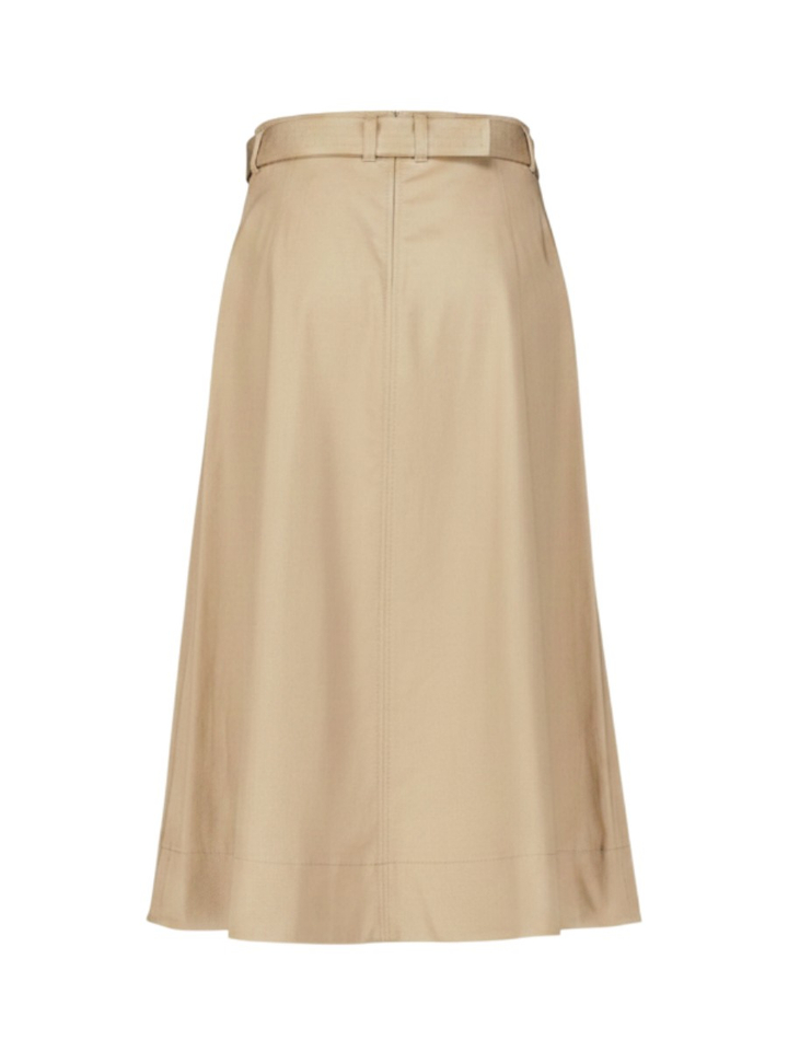 Beige midirrok met riem Riania