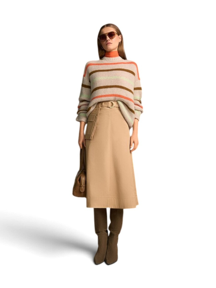Beige midirok met riem Riani