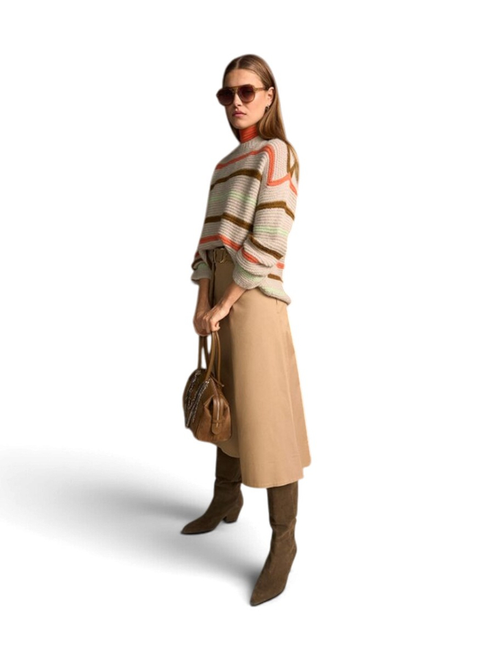 Beige midirok met riem Riani