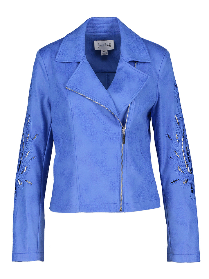 Blauwe jas met detail aan de mouwen Joseph Ribkoff