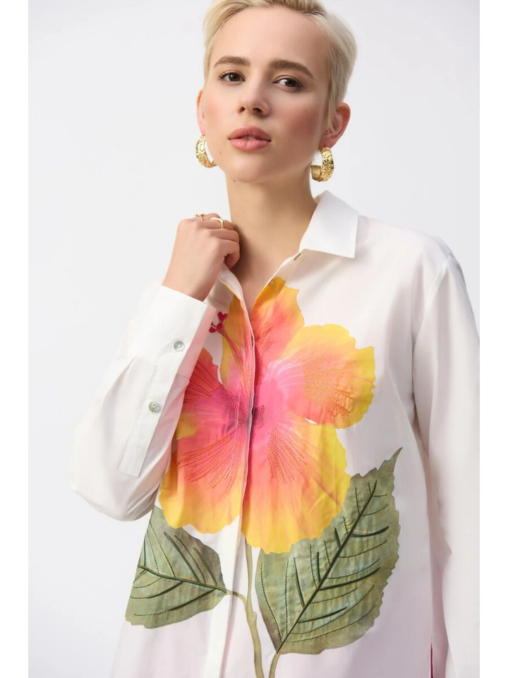 Witte blouse met multi-color bloem Joseph Ribkoff