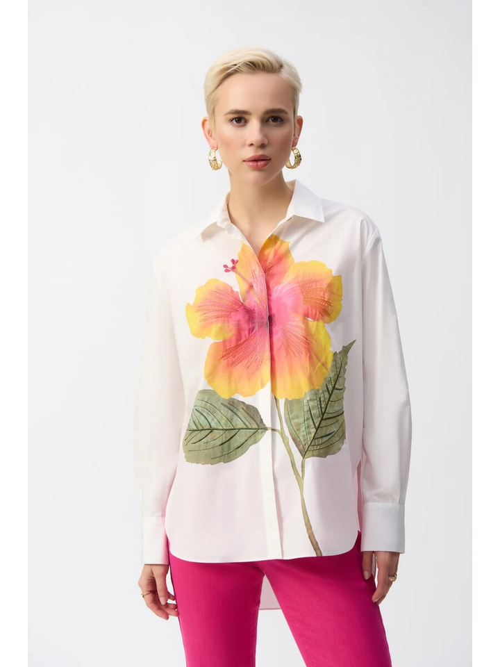 Witte blouse met multi-color bloem Joseph Ribkoff