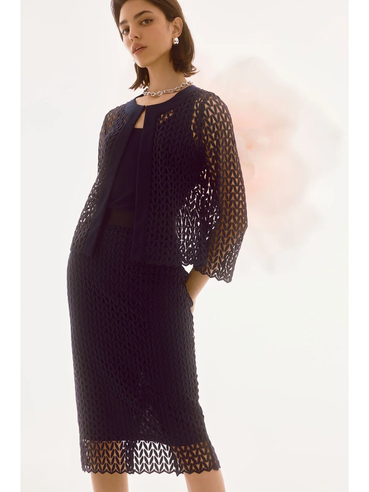 Donkerblauw 2-delig set met top en cardigan Joseph Ribkoff