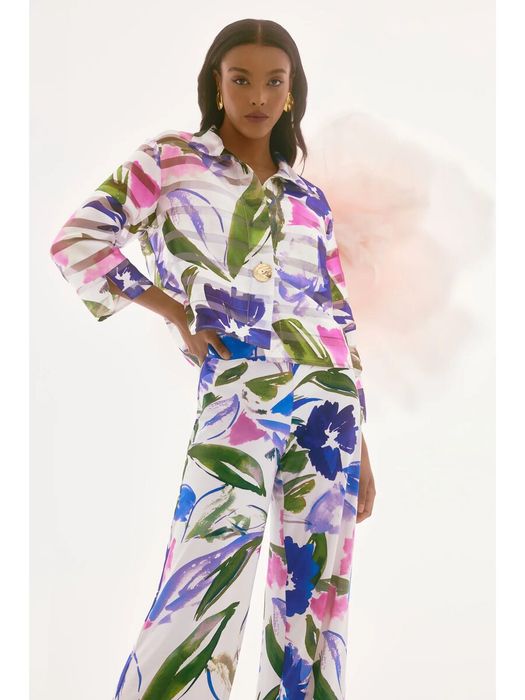 Ecru doorzichtige multicolor cardigan Joseph Ribkoff