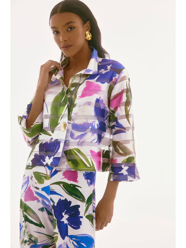 Ecru doorzichtige multicolor cardigan Joseph Ribkoff