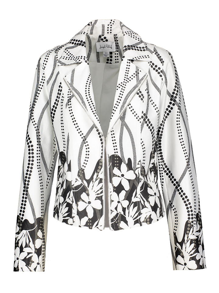 Beige jas met zwart motief Joseph Ribkoff