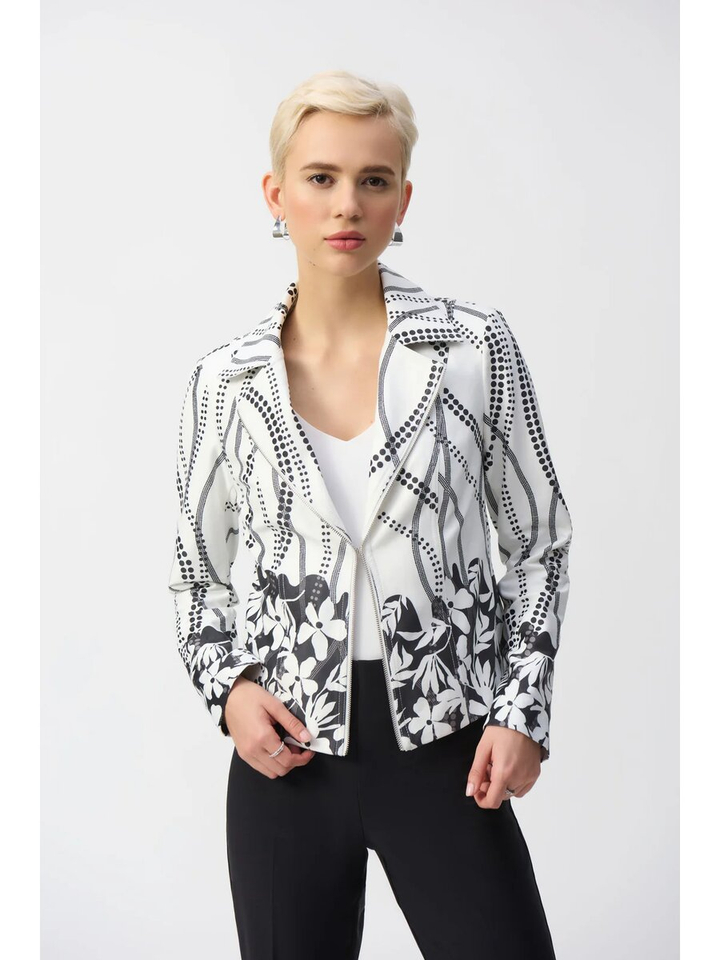 Beige jas met zwart motief Joseph Ribkoff