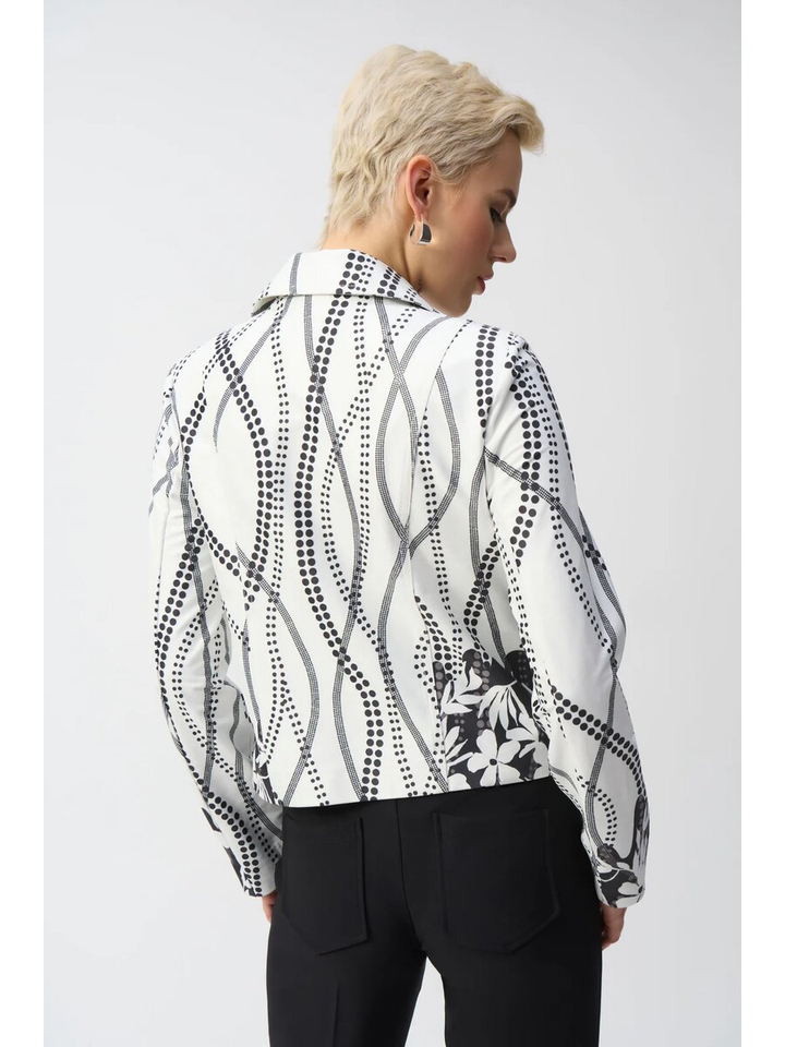 Beige jas met zwart motief Joseph Ribkoff