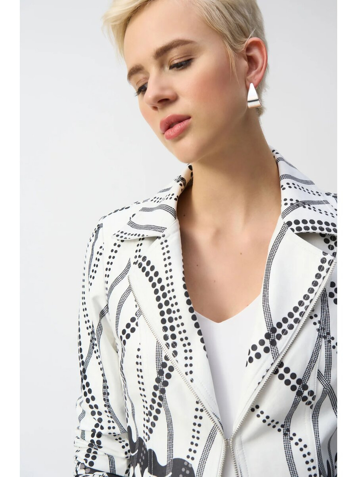 Beige jas met zwart motief Joseph Ribkoff