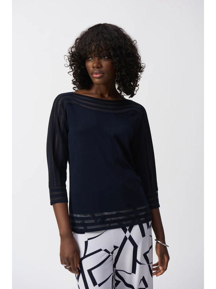 Donkerblauwe blouse licht doorschijnend Joseph Ribkoff