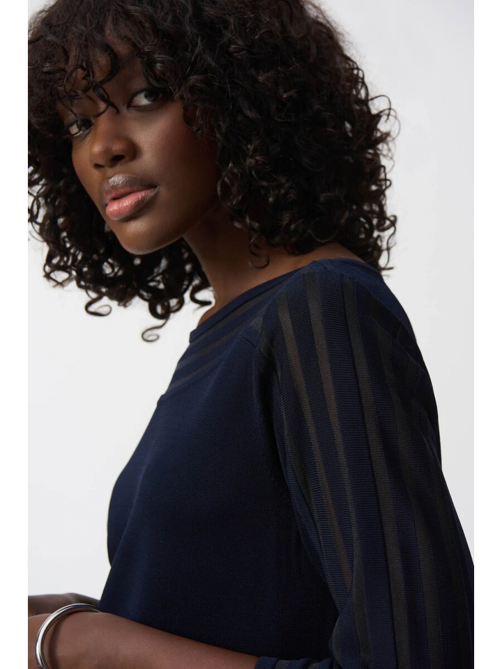 Donkerblauwe blouse licht doorschijnend Joseph Ribkoff