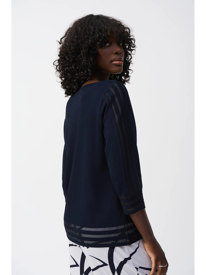 Donkerblauwe blouse licht doorschijnend Joseph Ribkoff