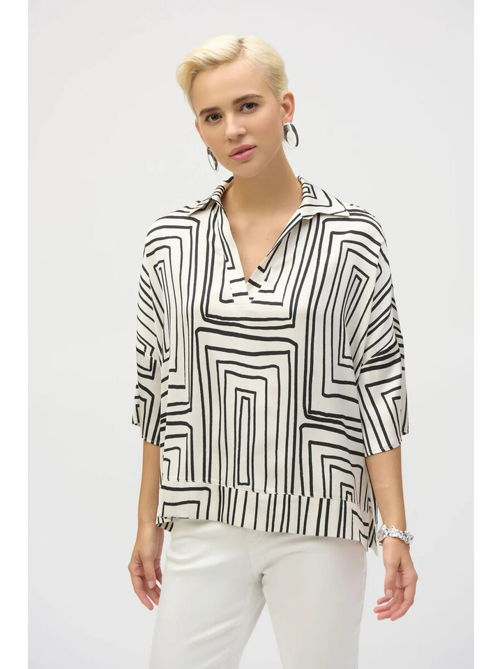 Witte blouse met zwart motief Joseph Ribkoff