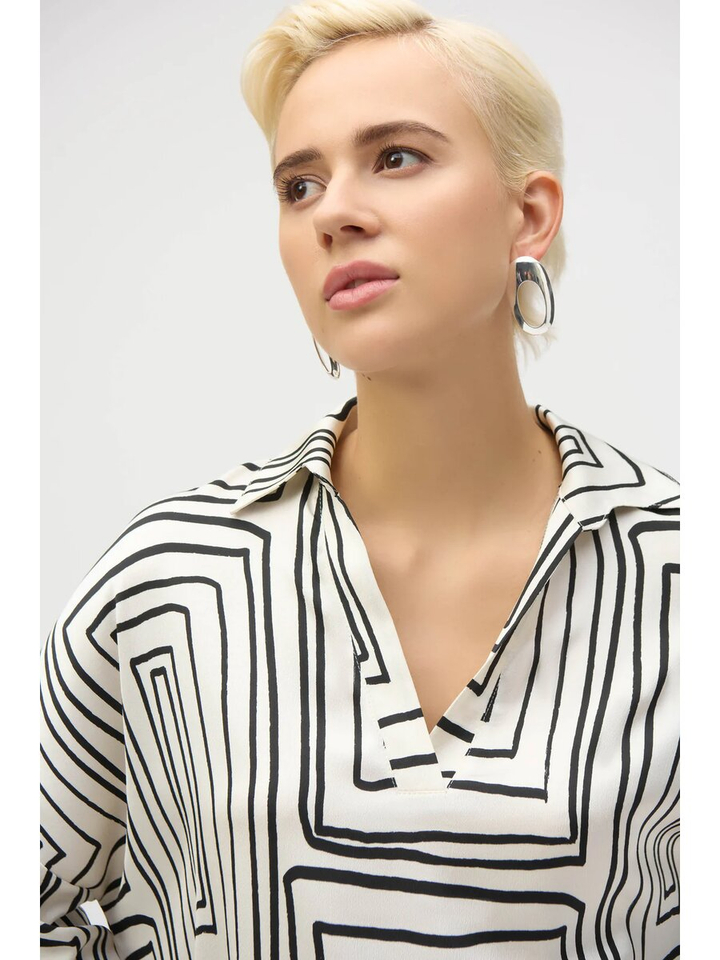 Witte blouse met zwart motief Joseph Ribkoff