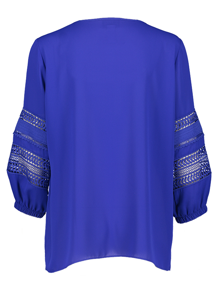 Blauwe blouse met detail aan de mouwen Joseph Ribkoff