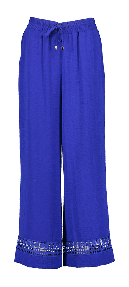 Blauwe broek met kant detail onderaan Joseph Ribkoff