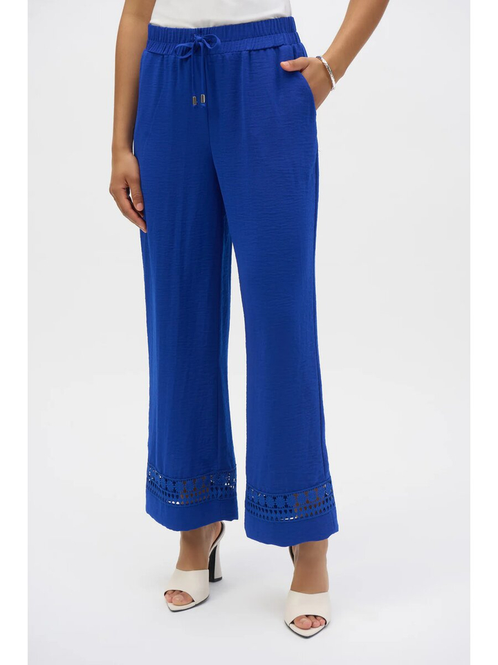 Blauwe broek met kant detail onderaan Joseph Ribkoff