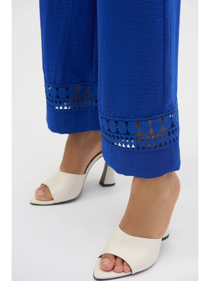 Blauwe broek met kant detail onderaan Joseph Ribkoff