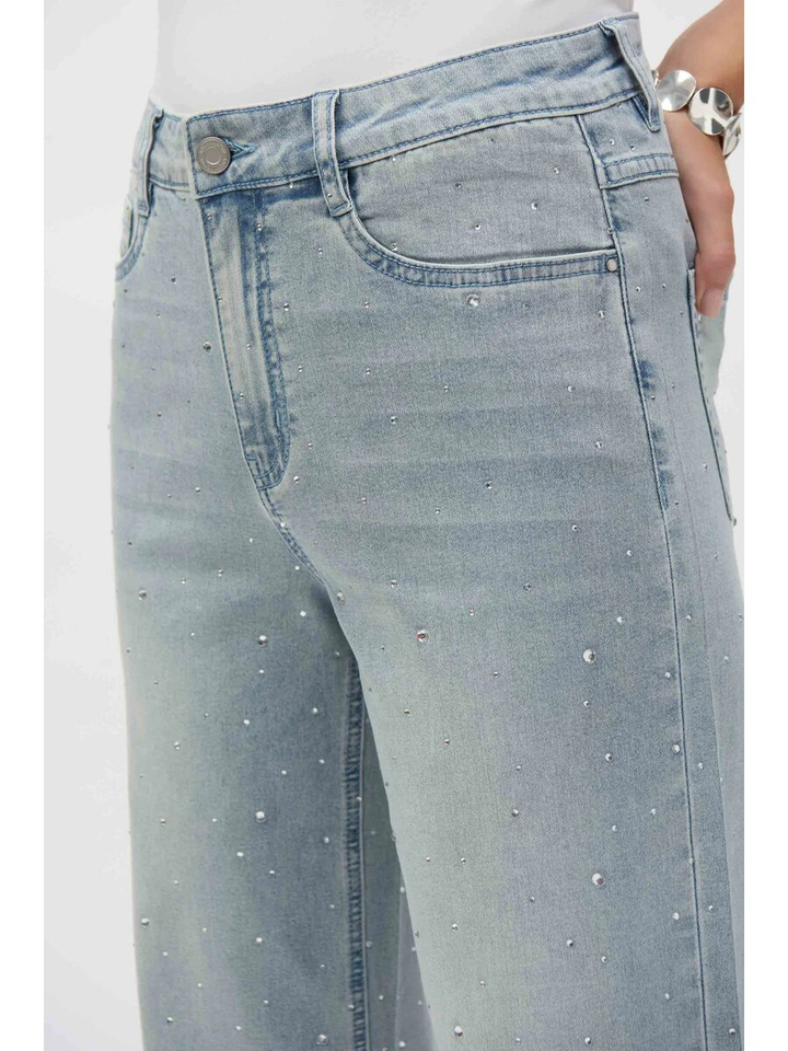 Blauwe loose fit jeans met strass detail Joseph Ribkoff