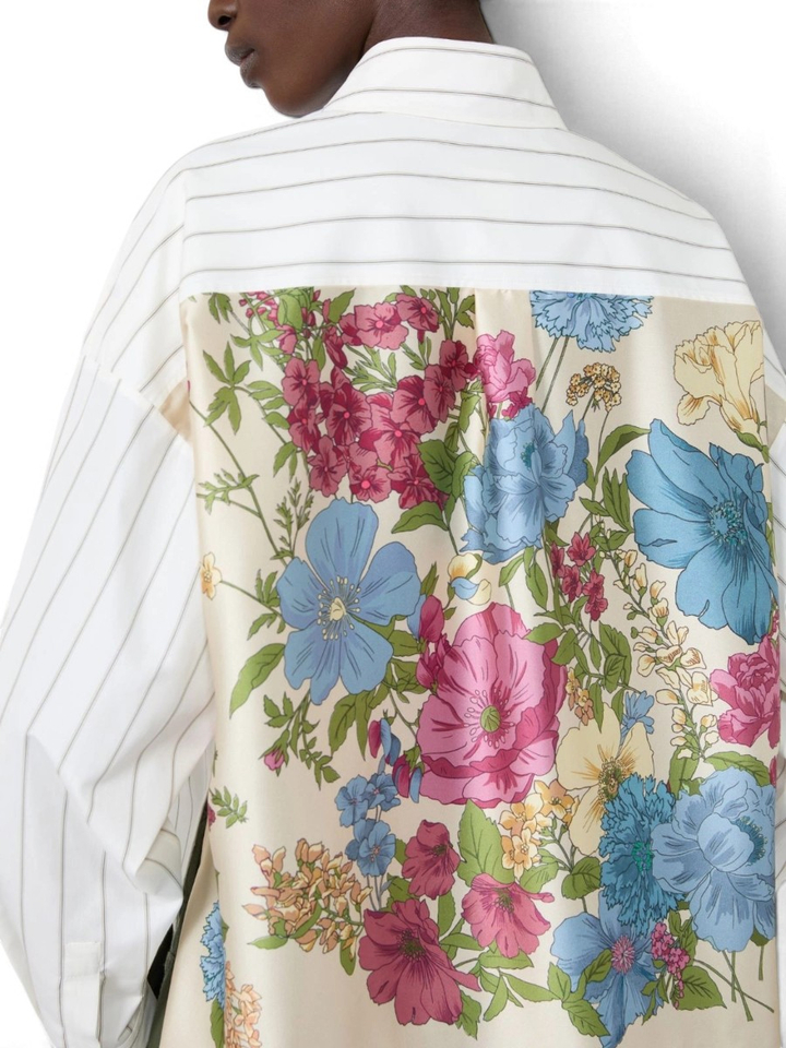 Witte gestreepte bloes met bloemenprint achteraan Certosa Max Mara Weekend