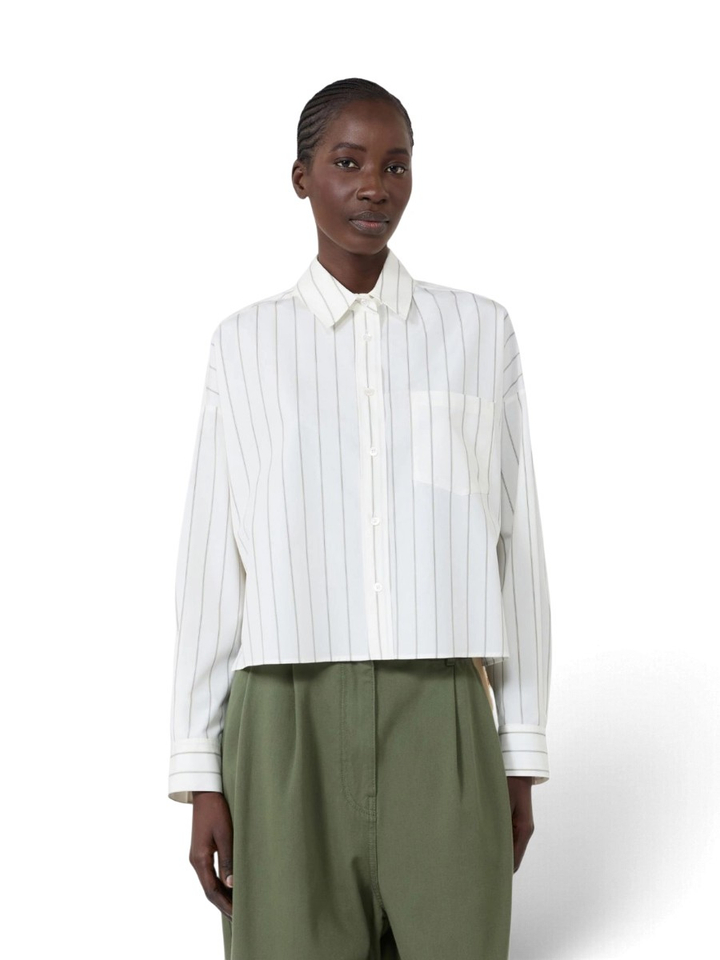 Witte gestreepte bloes met bloemenprint achteraan Certosa Max Mara Weekend