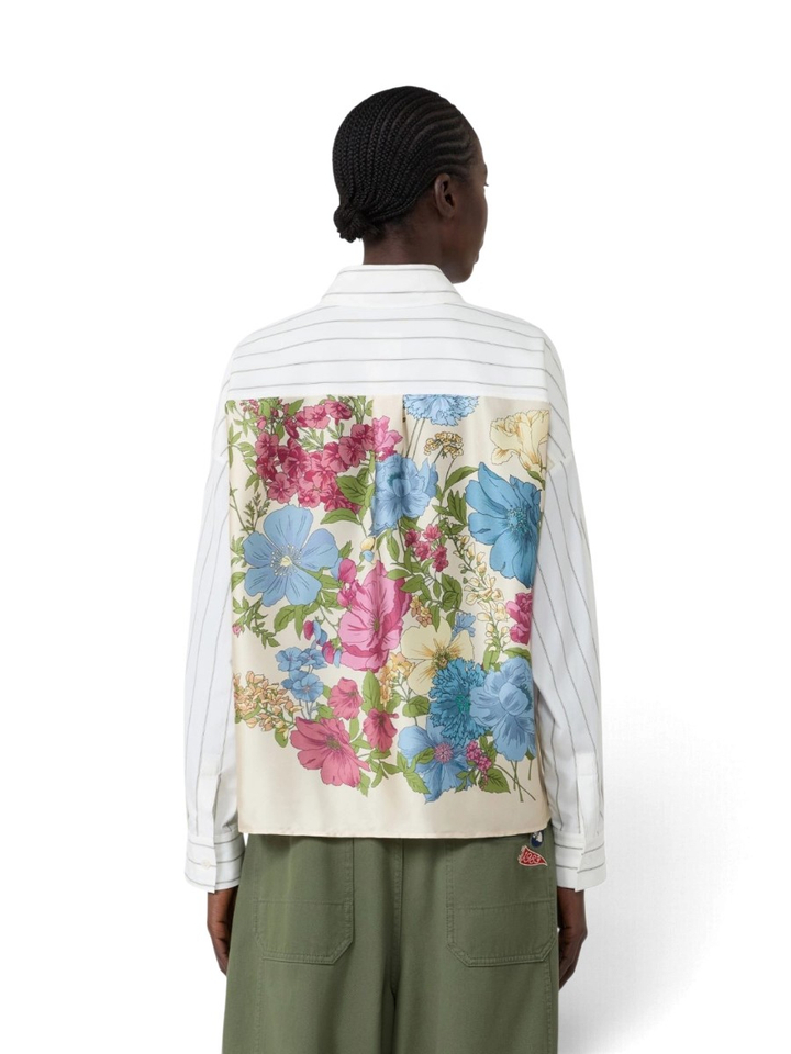 Witte gestreepte bloes met bloemenprint achteraan Certosa Max Mara Weekend