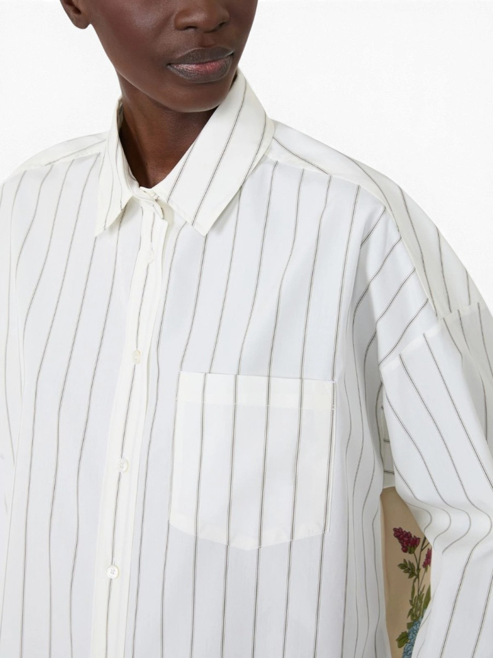 Witte gestreepte bloes met bloemenprint achteraan Certosa Max Mara Weekend