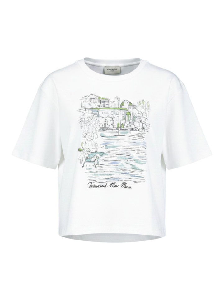 Witte t-shirt met tekening Sala Max Mara Weekend