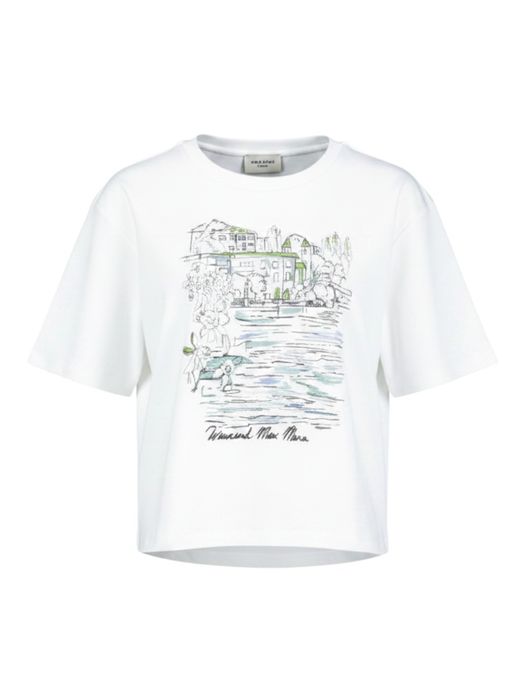 Witte t-shirt met tekening Sala Max Mara Weekend