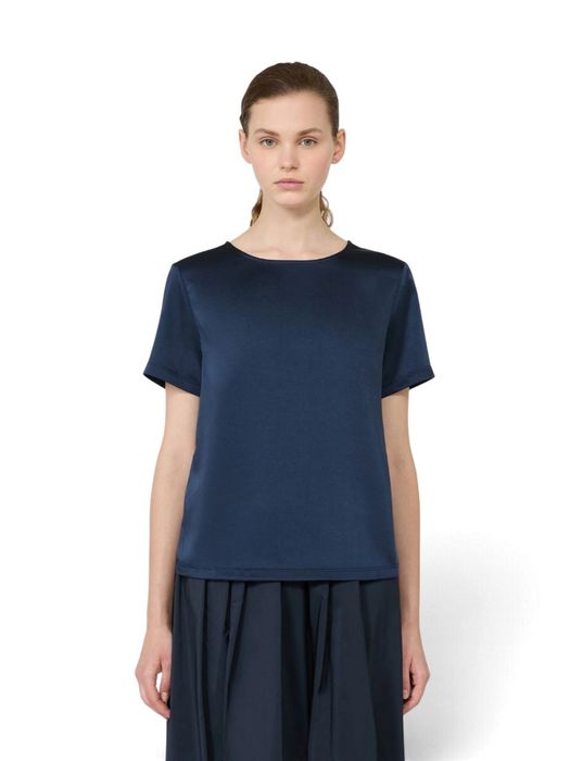 Blauwe T-shirt in satijnlook Gilbert Max Mara