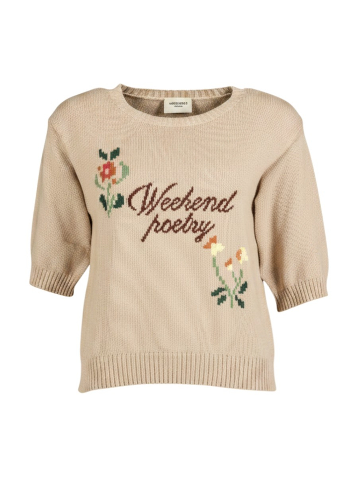 Bruine gebreide trui met ronde hals en opdruk Fiacre Max Mara