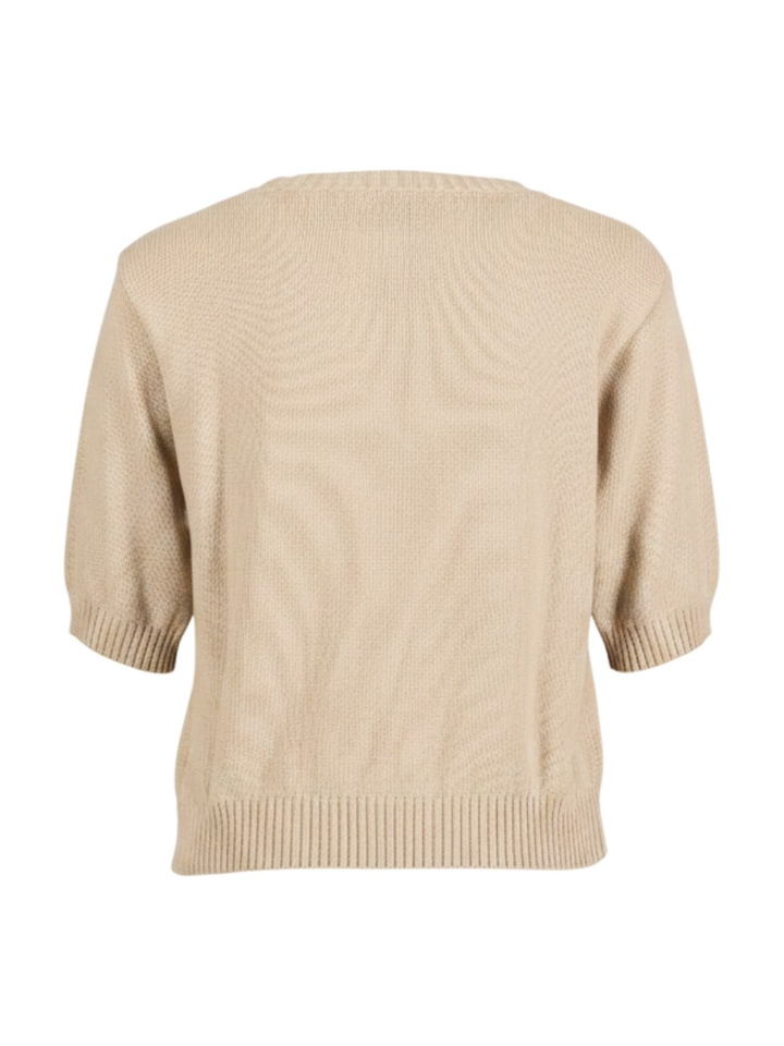 Bruine gebreide trui met ronde hals en opdruk Fiacre Max Mara
