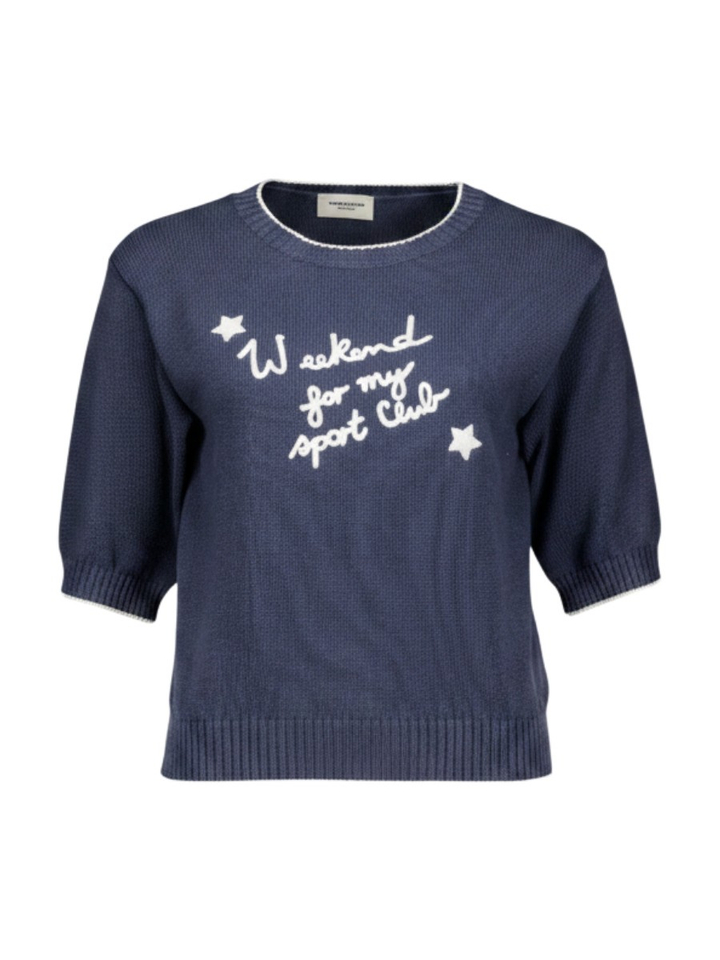 Blauwe trui met tekst detail Fiacre Max Mara Weekend 